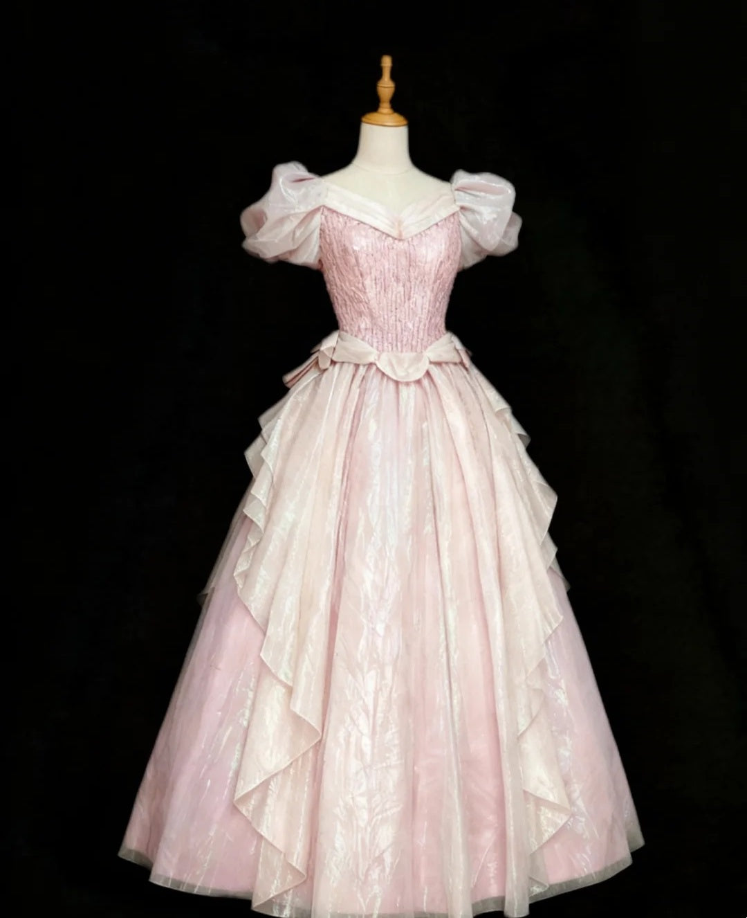 Sweet Prom Dress V-neck Pleated Gala Gown Formal Dress Evening Dress HZ0319