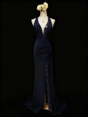 Stunning Prom Dress Halter Pleated Slit Gala Dress Formal Dress Evening Dress HZ0319