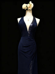 Stunning Prom Dress Halter Pleated Slit Gala Dress Formal Dress Evening Dress HZ0319