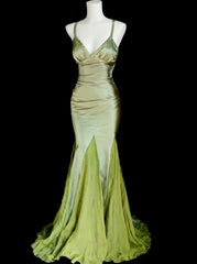 Elegant Prom Dress Spaghetti Straps Pleated Mermaid Gala Dress Formal Dress Evening Dress HZ0319