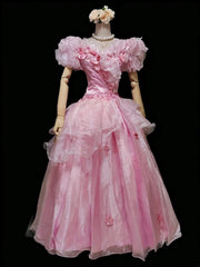 Retro Prom Dress Crew Neck Ruffle Pleated Ball Gown Quinceanera Dress Evening Dress HZ0319