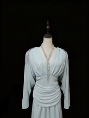 Elegant Prom Dress V-neck Pleated Backless Gala Dress Evening Dress Formal Dress HZ0319