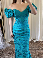 Gorgeous Prom Dress Off Shoulder Pleated Print Mermaid Gala Dress Evening Dress Formal Dress HZ0319