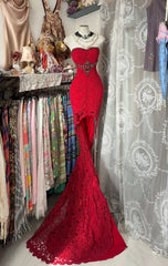 Beauty Prom Dress Red Strapless Hi-Lo Evening Dress Cocktail Dress Birthday Party Dress HZ0319
