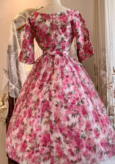 Newest Prom Dress Boat Neck Print Ball Gown Evening Dress Birthday Party Dress HZ0319