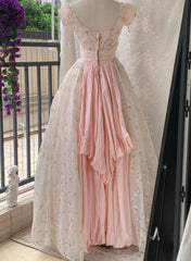 Charming Prom Dress Crew Neck Pleated Print Ball Gown Evening Dress Quinceanera Dress Birthday Party Dress HZ0319