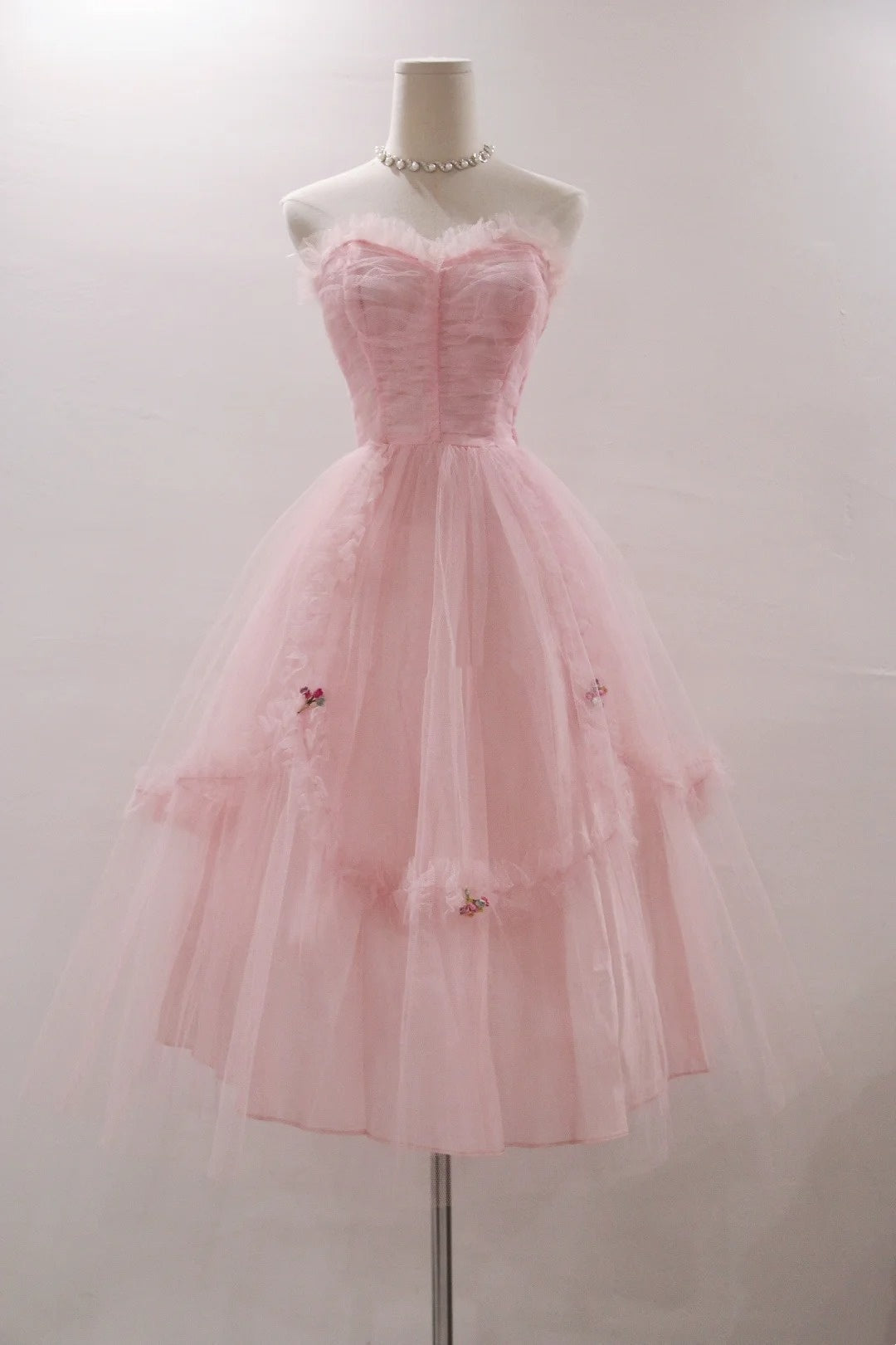 Sweet Prom Dress Pink Sweetheart Pleated Tulle Evening Dress Gala Dress Formal Dress HZ0319