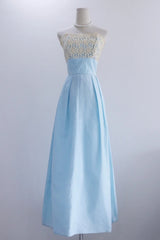 New Arrival Prom Dress Baby Bule Strapless Pleated Evening Dress Birthday Party Dress Formal Dress HZ0319