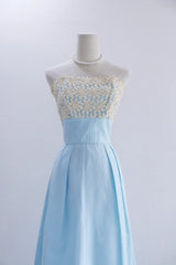 New Arrival Prom Dress Baby Bule Strapless Pleated Evening Dress Birthday Party Dress Formal Dress HZ0319