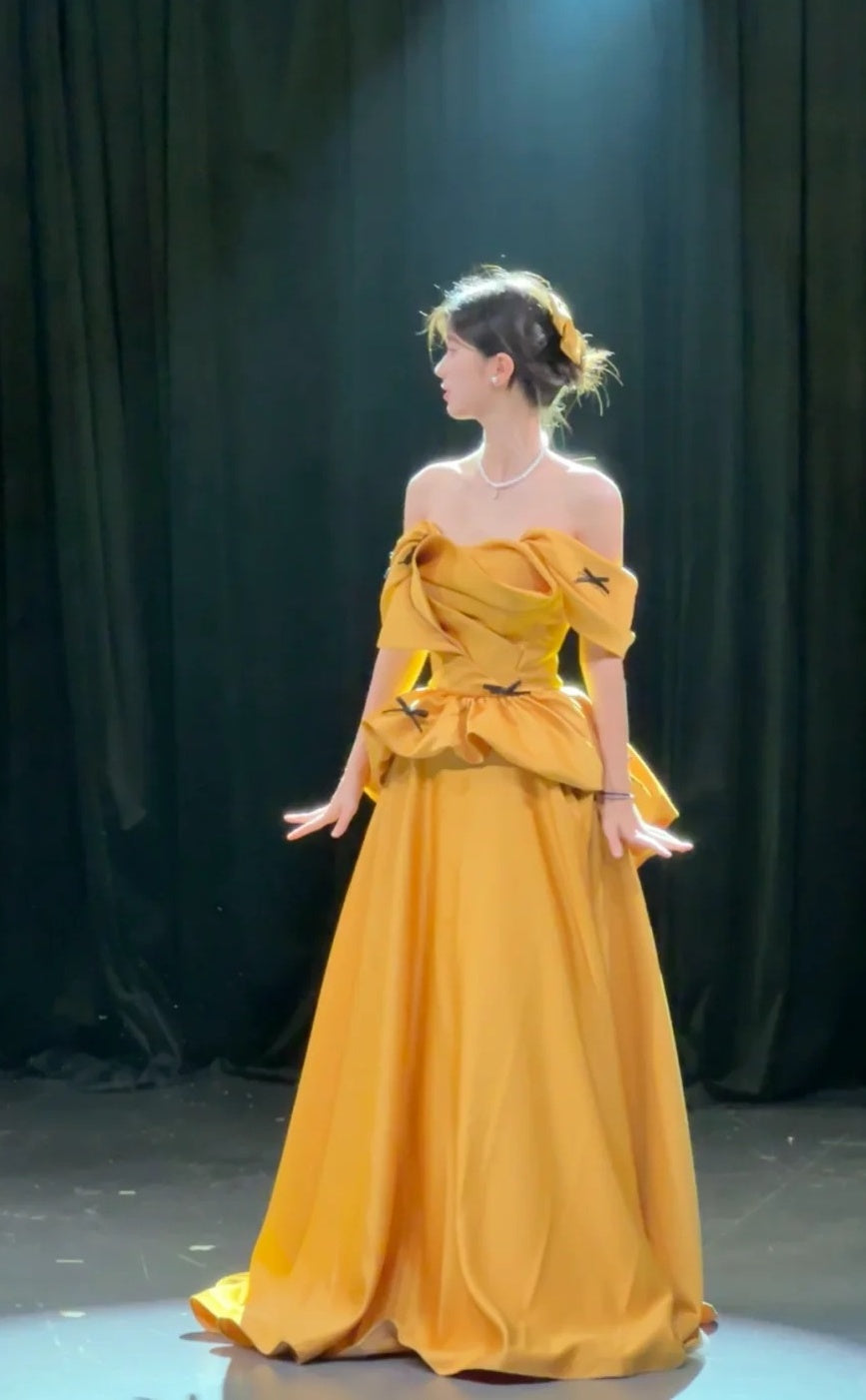 Charming Prom Dress Off Shoulder Pleated Ball Gown Formal Dress Evening Dress Gala Dress HZ0319