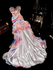 Colorful Prom Dress Sweetheart Pleated Ruffle Evening Dress Gala Dress Formal Dress HZ0319