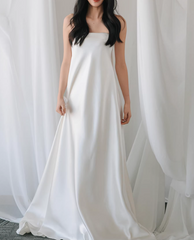 Minimalist Wedding Dress A Line Strapless Wedding Dresses HZ0319