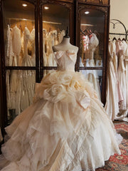 Beauty Wedding Dress Strapless Tulle Flower Wedding Dress HZ0319