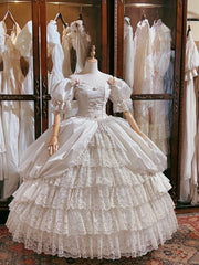 Retro Wedding Dress Sweetheart Lace Tiered Wedding Dress HZ0319