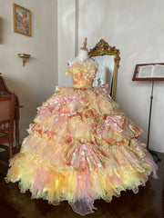 Stunning Prom Dress Strapless Pleated Tiered Quinceanera Dress Ball Gown Evening Dress HZ0319