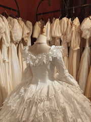 Vintage Wedding Dress Crew Neck Tiered Wedding Dress HZ0319