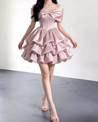 New Arrival Homecoming Dress Off Shoulder Pleated Short Prom Dress Birthday Party Outfits HZ0319