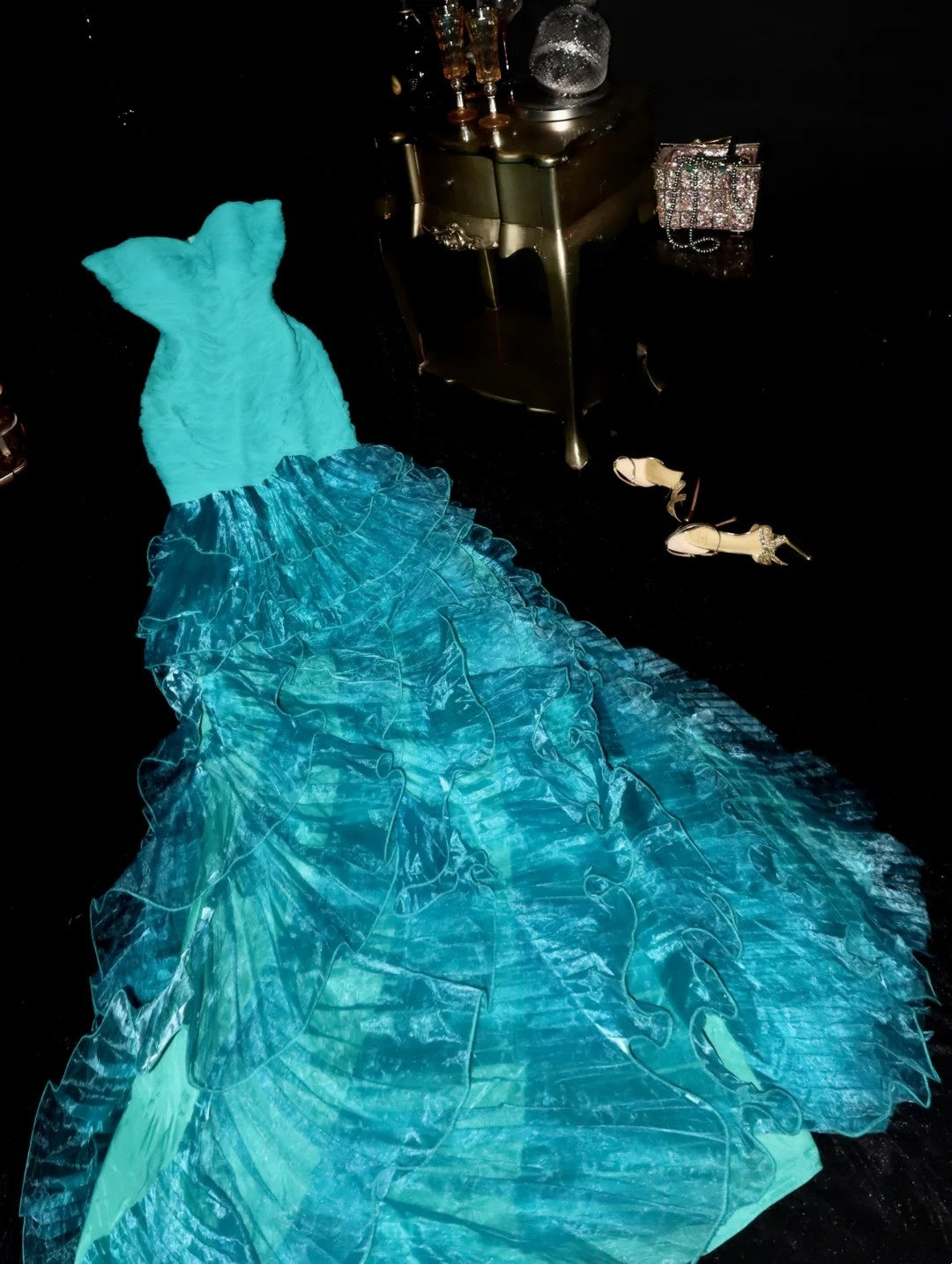 Elegant Prom Dress Sweetheart Ruffle Mermaid Birthday Party Dress Gala Dress Evening Dress HZ0319
