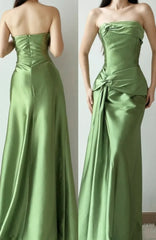 Minimalist Prom Dress Strapless Pleated Gala Dress Evening Dress Formal Dress HZ0319