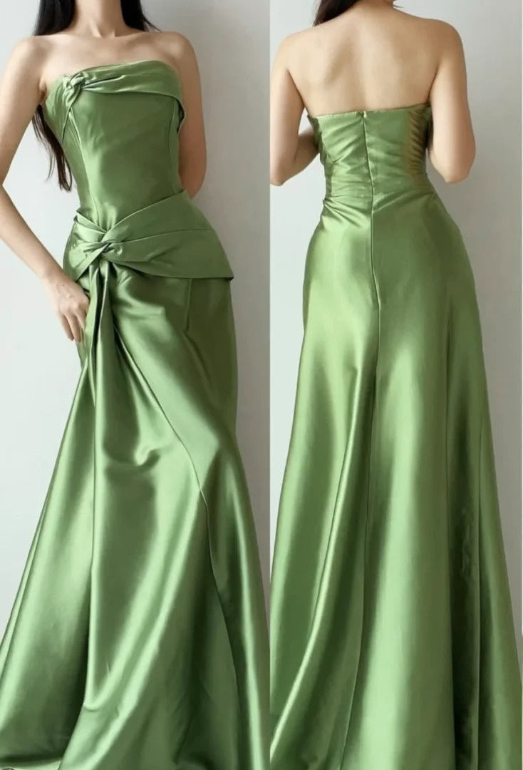 Minimalist Prom Dress Strapless Pleated Gala Dress Evening Dress Formal Dress HZ0319