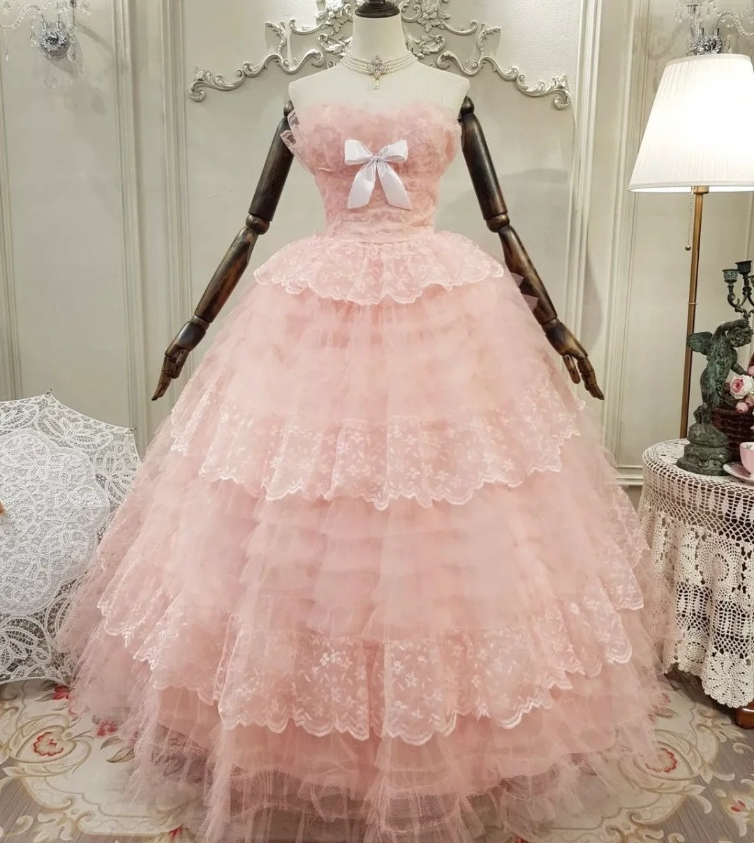 Beauty Prom Dress Strapless Pleated Tulle Evening Dress Quinceanera Dress Ball Gown HZ0319