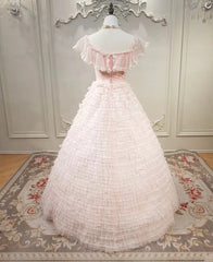Cute Prom Dress Crew Neck Tiered Evening Dress Quinceanera Dress Ball Gown HZ0319