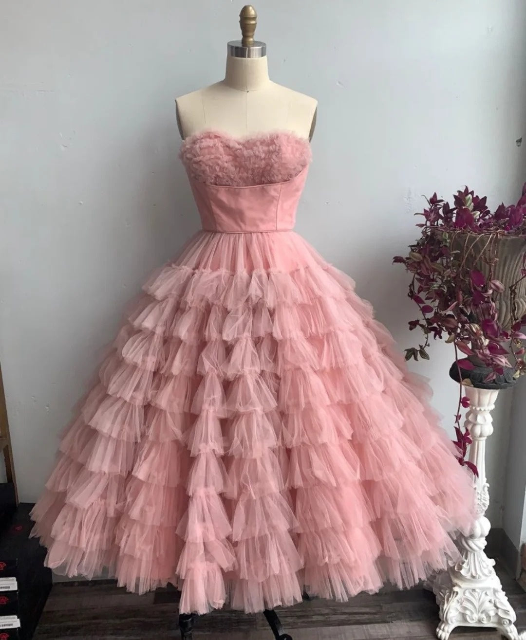 Elegant Prom Dress Strapless Tulle Pleated Gala Dress Evening Dress Formal Dress HZ0319