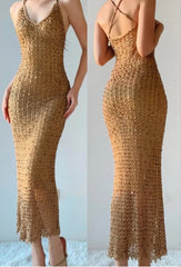 Shiny Prom Dress Spaghetti Straps Fit Birthday Party Dress Evening Dress Formal Dress HZ0319