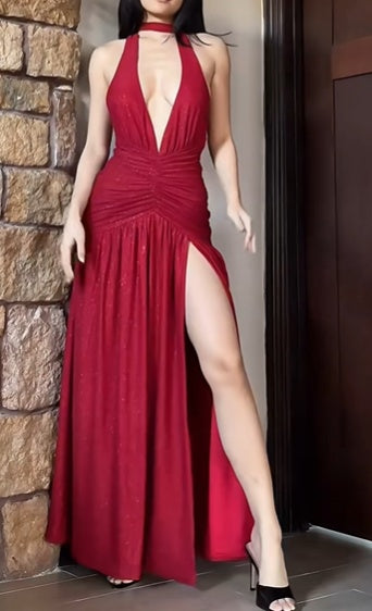 Sexy Prom Dress V-neck Backless Pleated Birthday Party Dress Cocktail Dress HZ0319