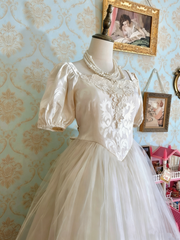Vintage Prom Dress Square Neck Pleated Tulle Gala Dress Formal Dress Evening Dress HZ0319
