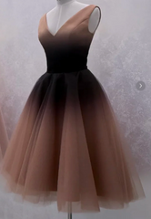 Ombre Prom Dress V-neck Pleated Tulle Gala Dress Evening Dress Cocktail Dress HZ0319