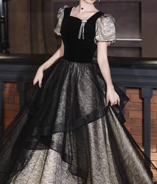 Elegant Prom Dress Square Neck Pleated Tulle Gala Dress Evening Dress Formal Dress HZ0319