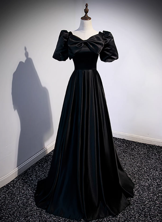 Elegant Prom Dress Black V-neck Pleated Gala Dress Evening Dress Formal Dress HZ0319