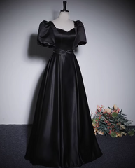 Minimalist Prom Dress Black A Line Sweetheart Pleated Gala Dress Evening Dress Formal Dress HZ0319