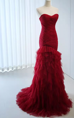 Stunning Prom Dress Sweetheart Tulle Pleated Mermaid Gala Dress Evening Dress Formal Dress HZ0319