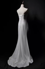 Charming Prom Dress White Strapless Mermaid Gala Dress Evening Dress Formal Dress HZ0319