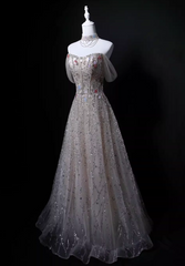 Shiny Prom Dress A Line Off Shoulder Tulle Gala Dress Evening Dress Formal Dress HZ0319