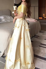 Sweet Prom Dress Off Shoulder Pleated Gala Dress Evening Dress Formal Dress HZ0319