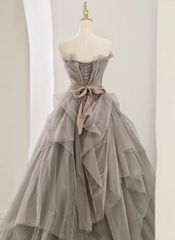 New Arrival Prom Dress Asymmetrical Neck Pleated Tulle Gala Dress Evening Dress Formal Dress HZ0319
