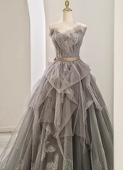 New Arrival Prom Dress Asymmetrical Neck Pleated Tulle Gala Dress Evening Dress Formal Dress HZ0319