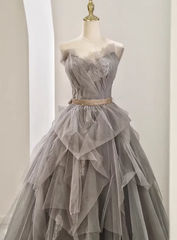 New Arrival Prom Dress Asymmetrical Neck Pleated Tulle Gala Dress Evening Dress Formal Dress HZ0319