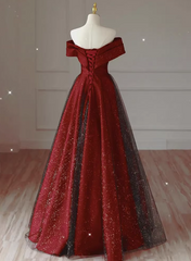 Shiny Prom Dress Off Shoulder Pleated Tulle Gala Dress Evening Dress Formal Dress HZ0319