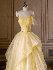 Beauty Prom Dress Spaghetti Straps Pleated Tulle Evening Dress Quinceanera Dress Ball Gown HZ0319