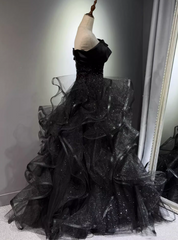 New Arrival Prom Dress Black Off Shoulder Tulle Gala Dress Evening Dress Formal Dress HZ0319