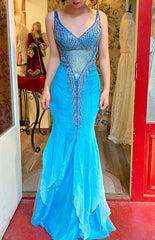 New Arrival Prom Dress V-neck Mermaid Birthday Party Dress Cockatail Dress Evening Dress HZ0319