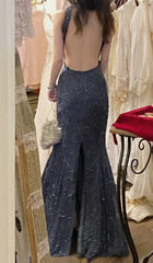 Stunning Prom Dress Crew Neck Backless Mermaid Birthday Party Dress Cockatail Dress Evening Dress HZ0319