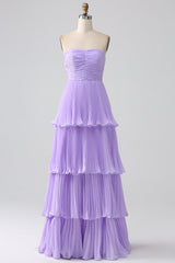 Emerald Green Strapless Multi-Layer Long Formal Dress