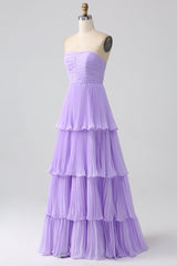 Emerald Green Strapless Multi-Layer Long Formal Dress