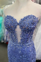 Lace Appliques Sweetheart Keyhole Trumpet Long Prom Dress