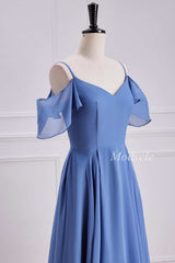 Cold-Shoulder A-Line Chiffon Dress in Periwinkle